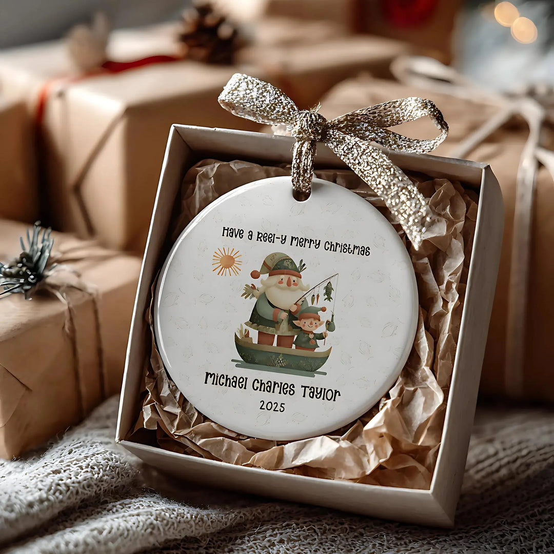 Santa Fishing Personalized Ornament