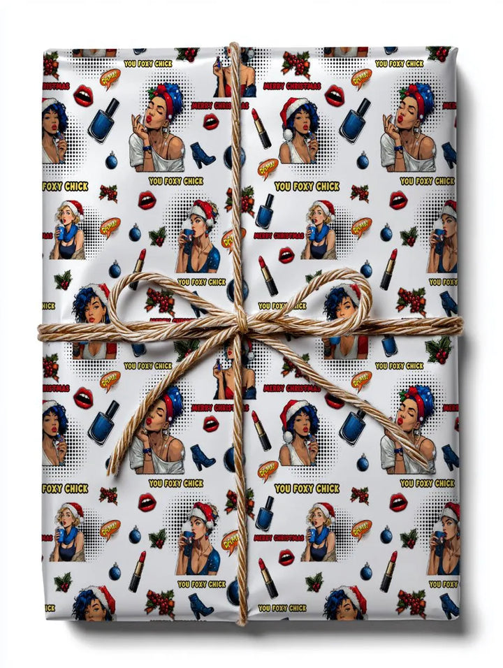 Female Pop Art Christmas Wrapping Paper