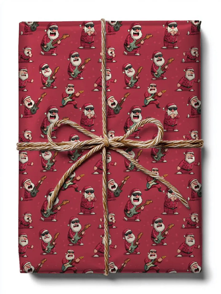 Funny Santa Playing a Guitar Wrapping Paper