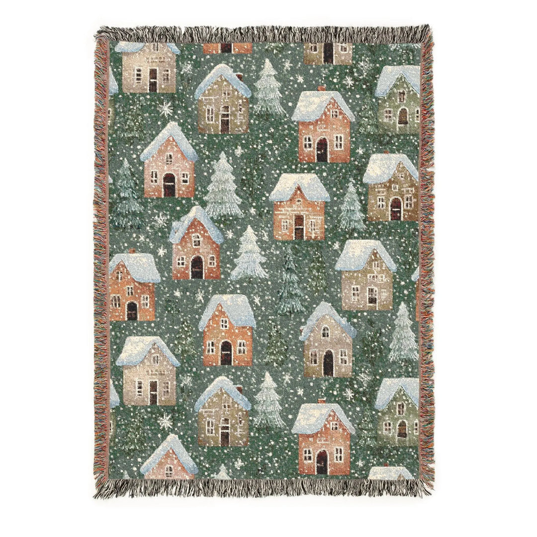 Christmas Houses Woven Blanket