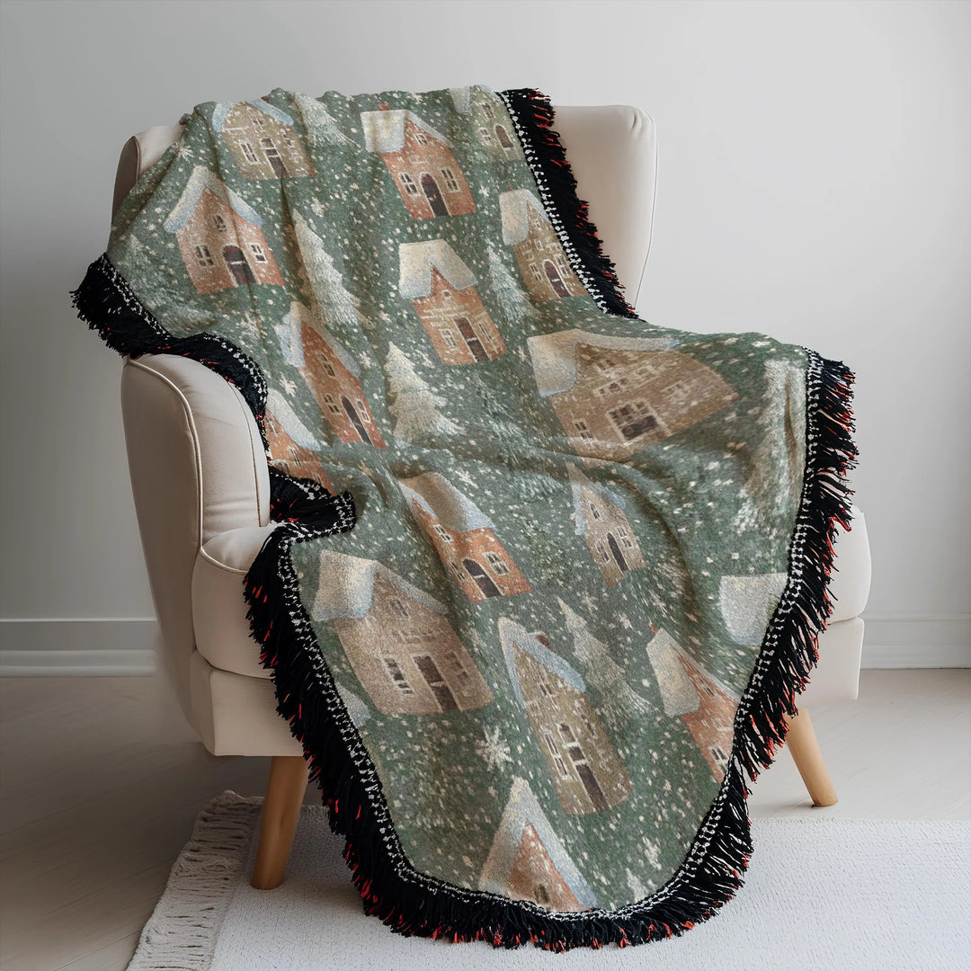Christmas Houses Woven Blanket