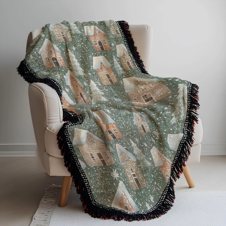 Christmas Houses Woven Blanket