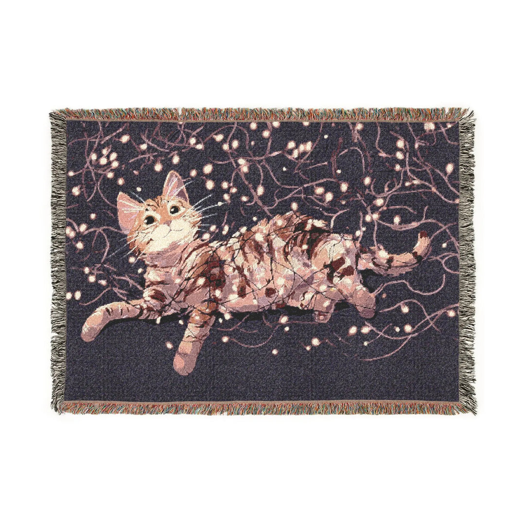 Cats in Lights Woven Blanket