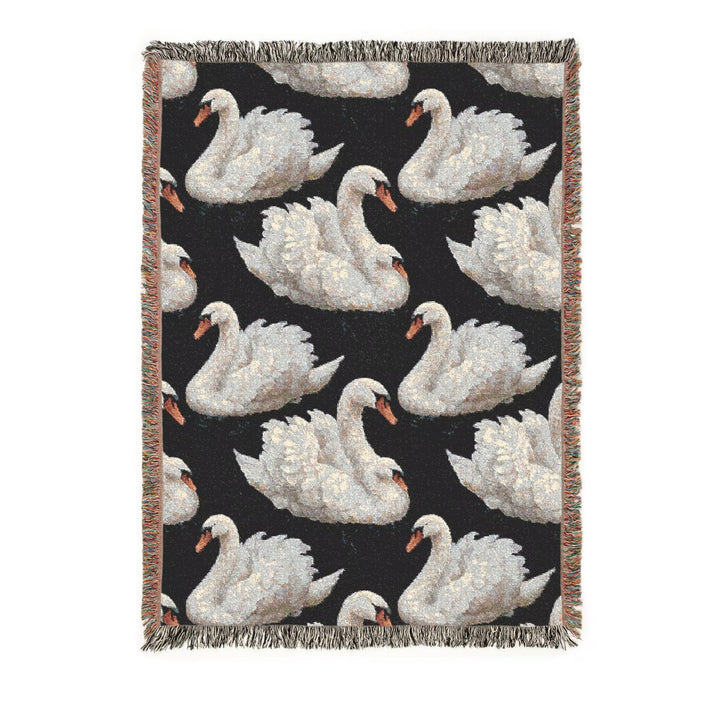 Elegant White Swans Woven Blanket