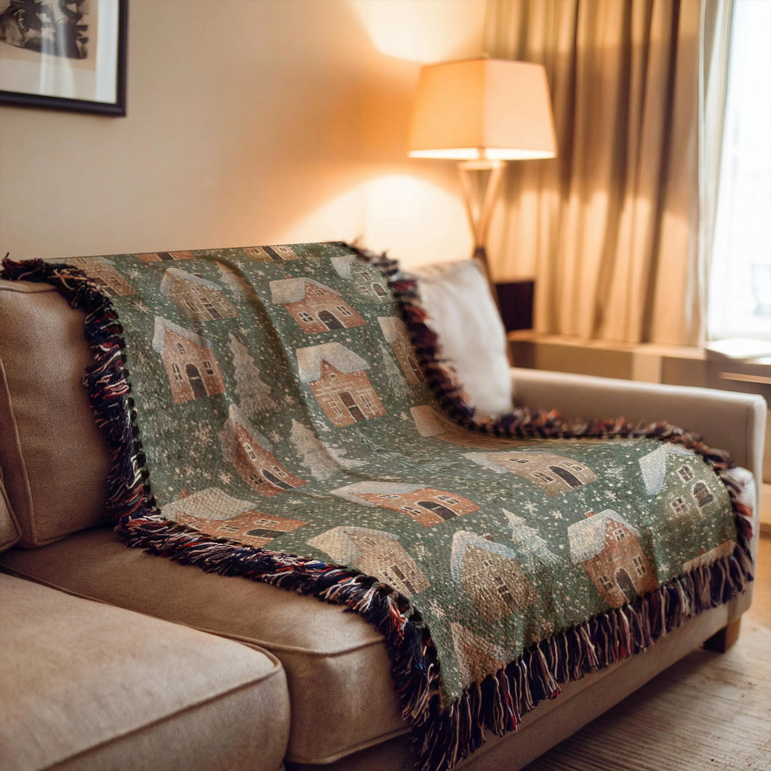 Christmas Houses Woven Blanket
