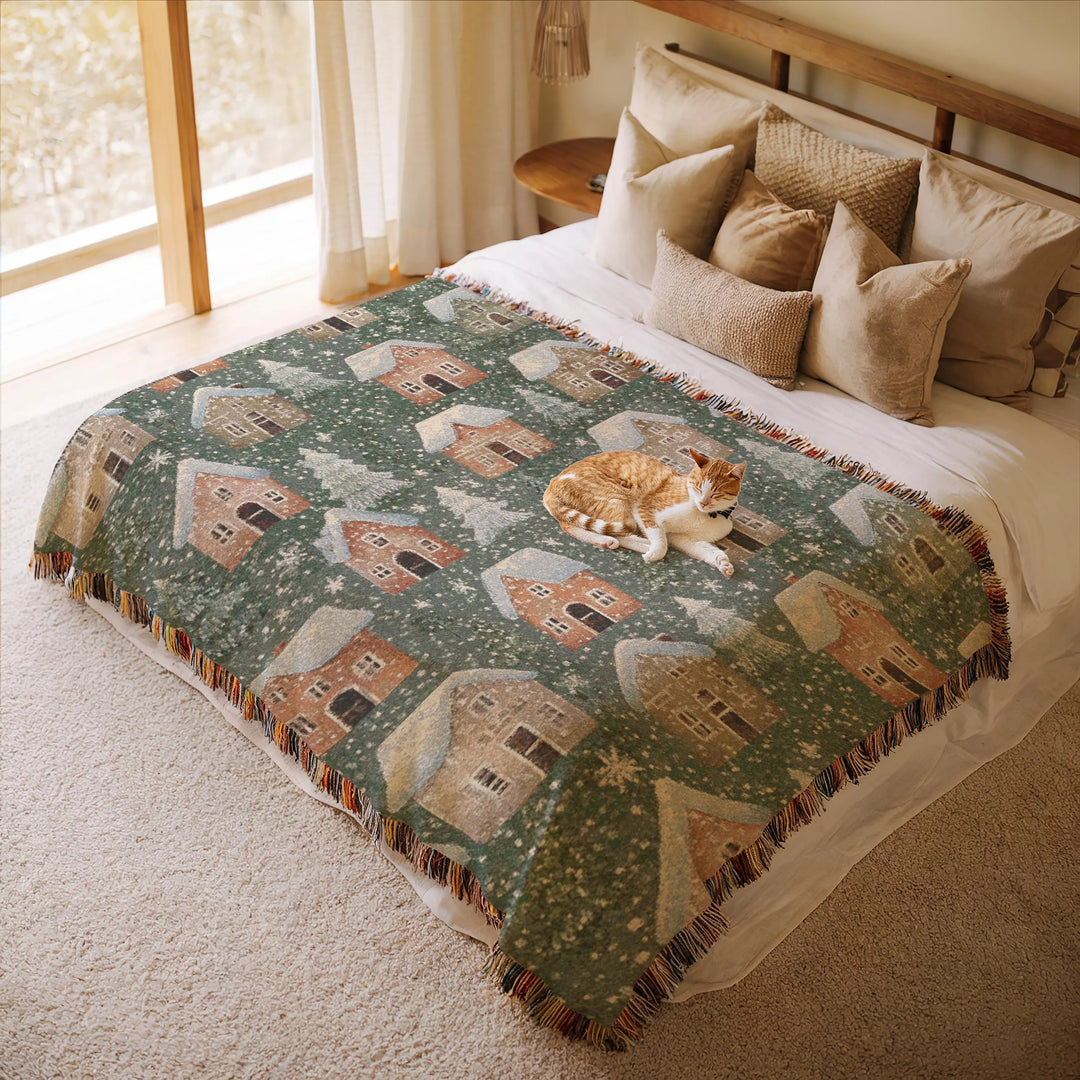 Christmas Houses Woven Blanket