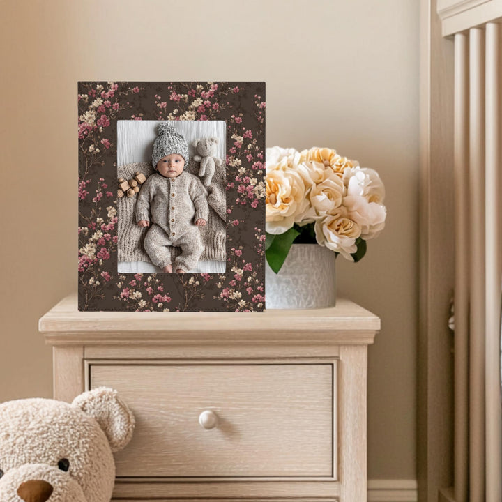 Chocolate Brown Floral Picture Frame