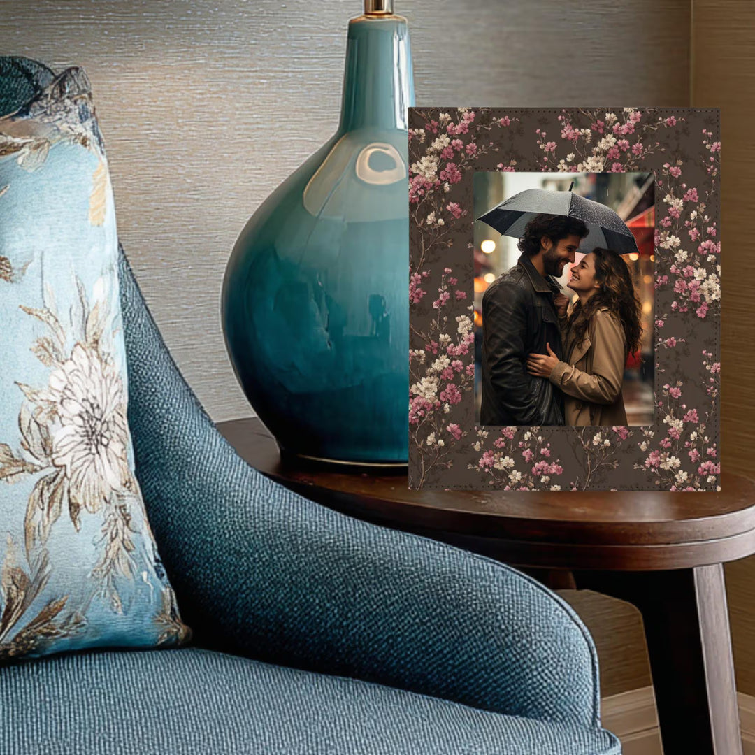 Chocolate Brown Floral Picture Frame