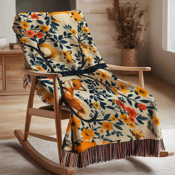 Woodland Animals Woven Blanket