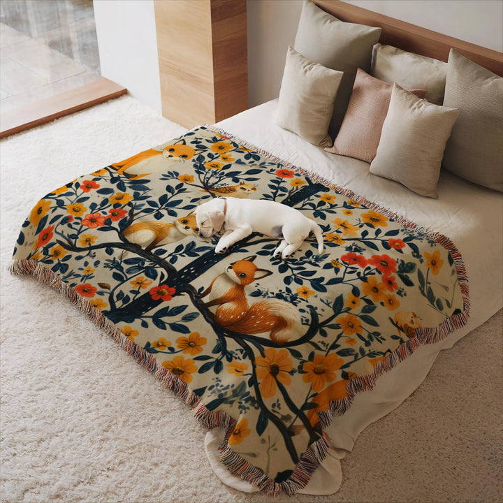 Woodland Animals Woven Blanket
