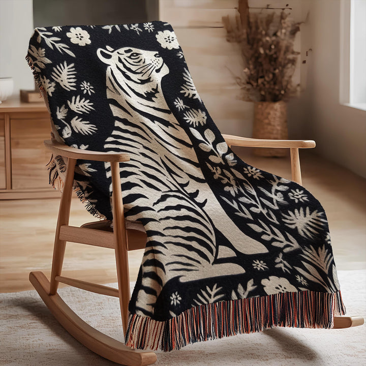Tribal Tiger themed Woven Blanket