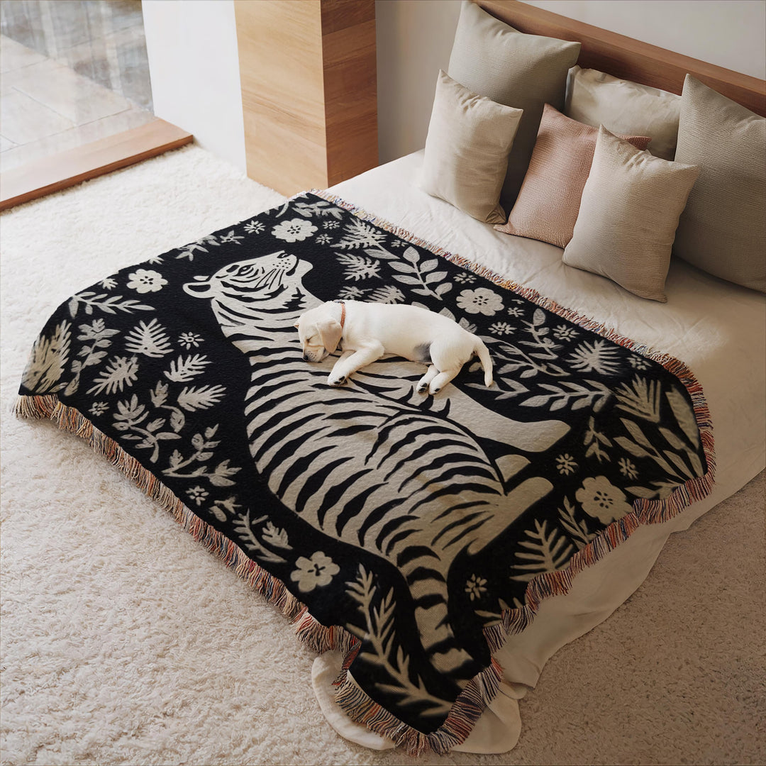 Tribal Tiger themed Woven Blanket