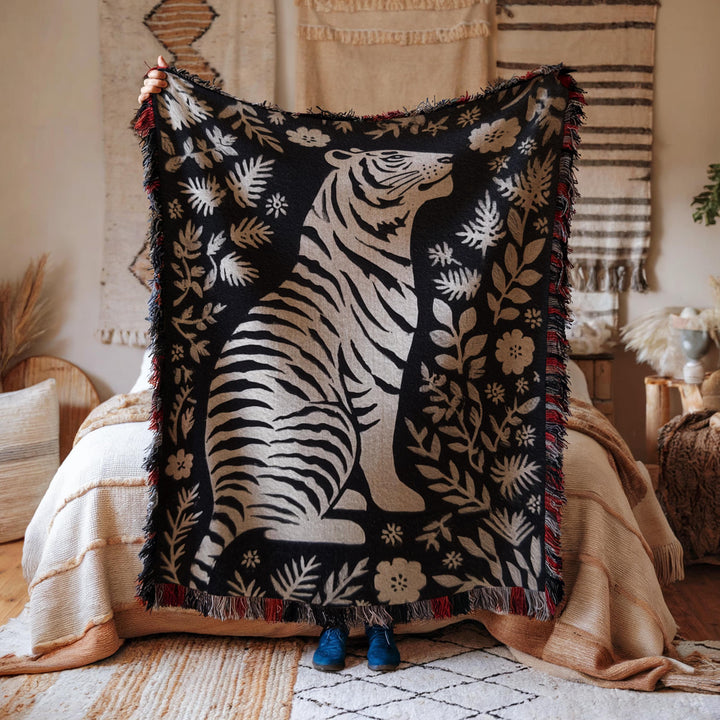 Tribal Tiger themed Woven Blanket