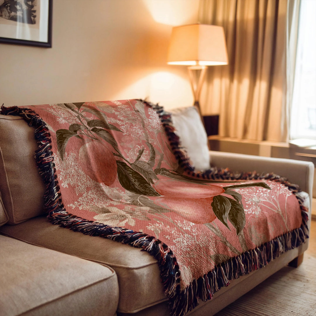 Peach Tree Woven Blanket