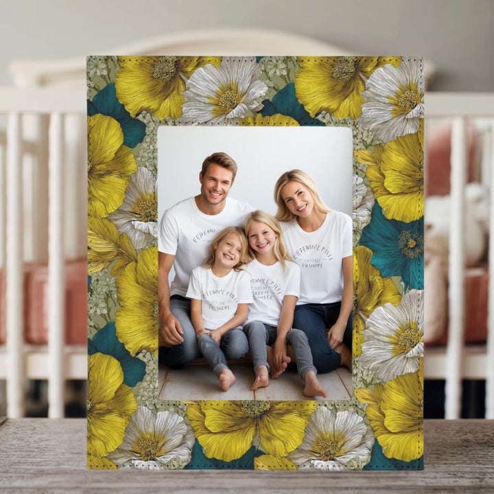 Teal and Yellow Floral Picture Frame