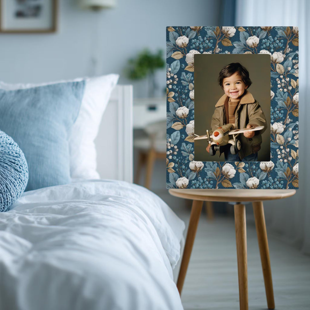 Blue Floral Cotton Picture Frame