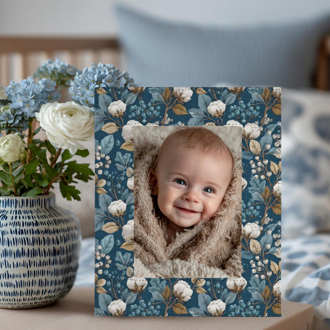 Blue Floral Cotton Picture Frame