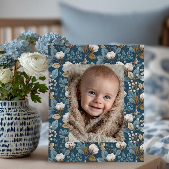 Blue Floral Cotton Picture Frame