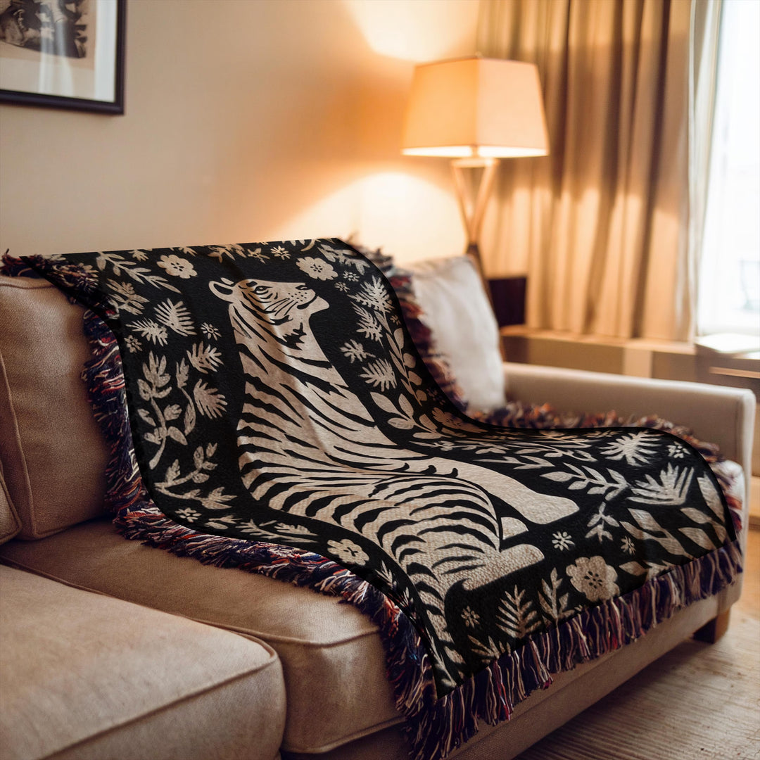Tribal Tiger themed Woven Blanket