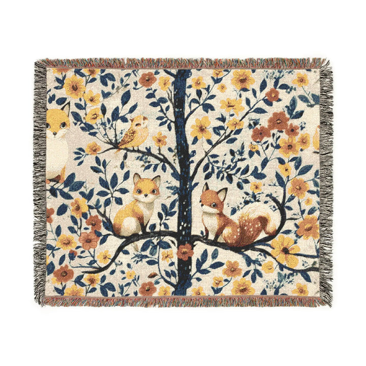 Woodland Animals Woven Blanket