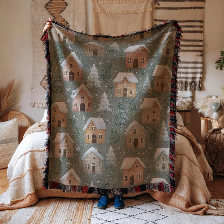 Christmas Houses Woven Blanket