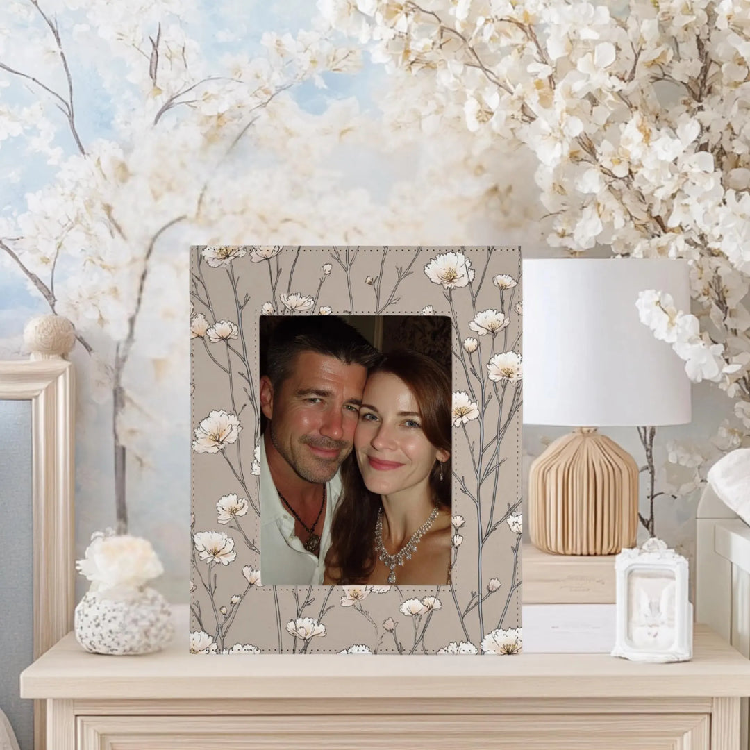 Tan and Cream Floral Picture Frame