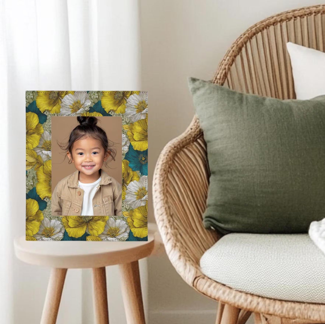 Teal and Yellow Floral Picture Frame