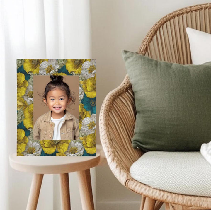 Teal and Yellow Floral Picture Frame