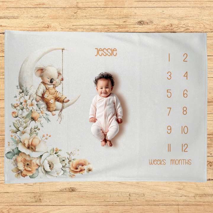 Floral Koala Milestone Blanket