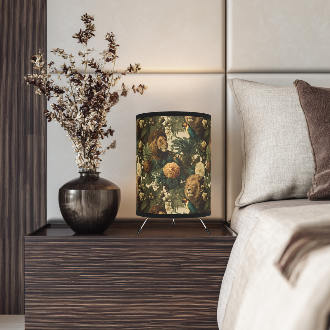 Vintage Jungle Lion Tripod Lamp