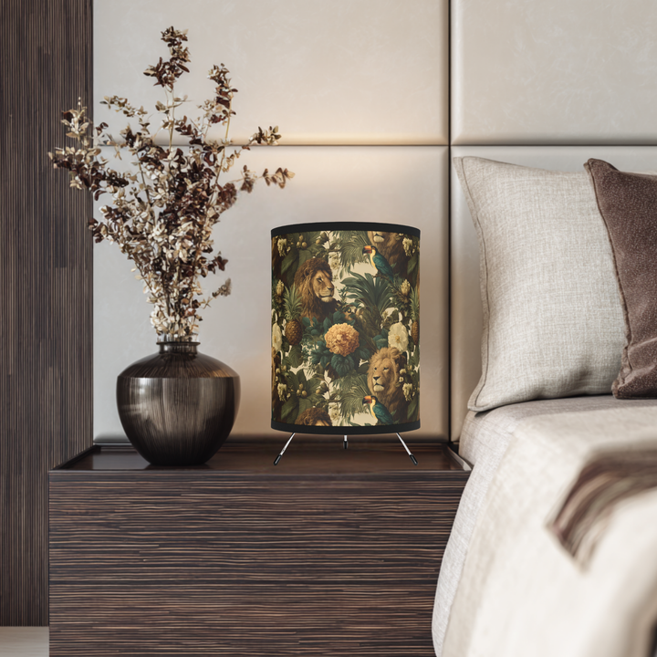Vintage Jungle Lion Tripod Lamp