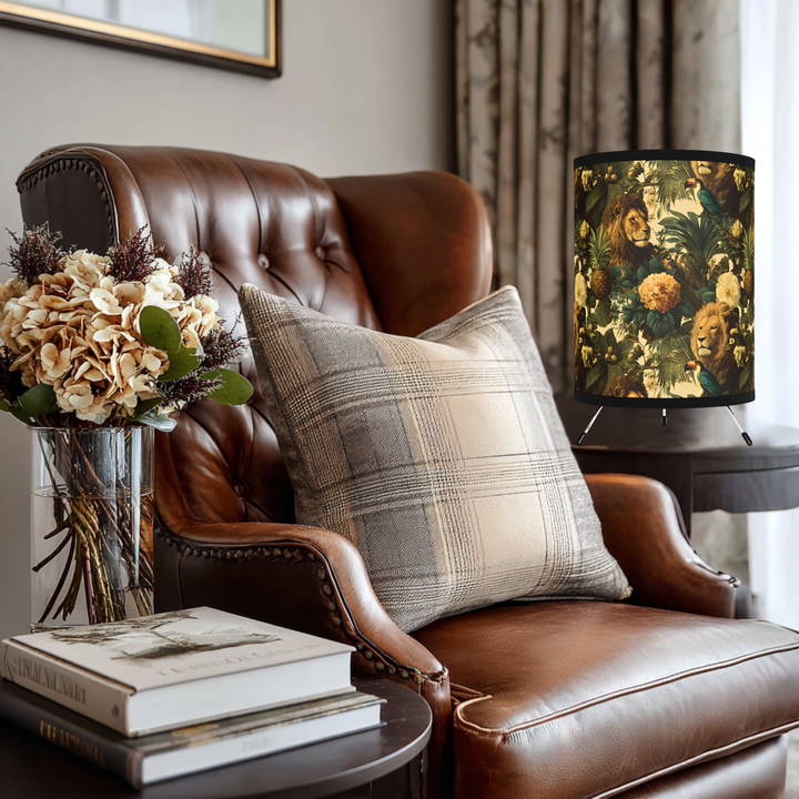 Vintage Jungle Lion Tripod Lamp