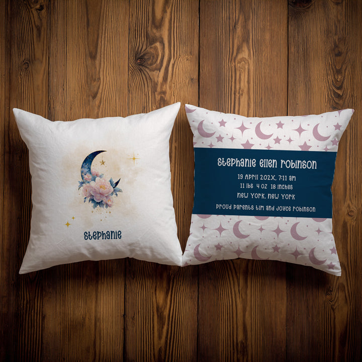 Floral Crescent Moon Throw Pillow Covers