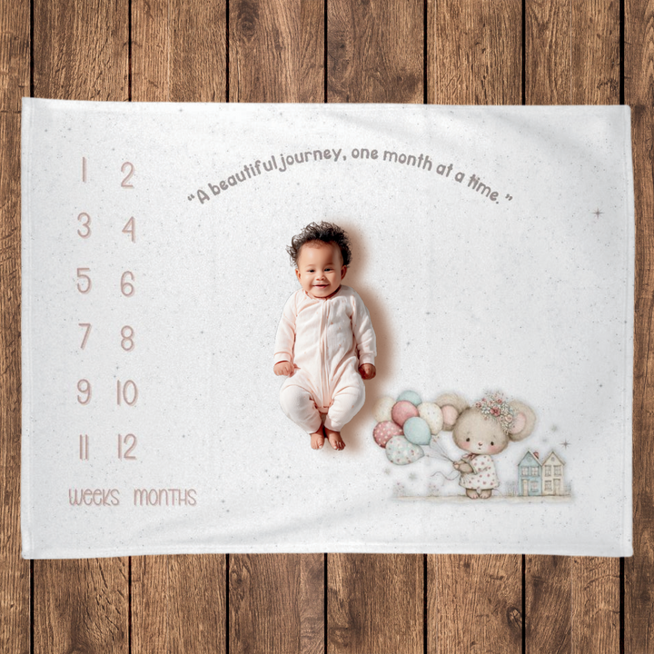 Mouse and Balloons Milestone Blanket
