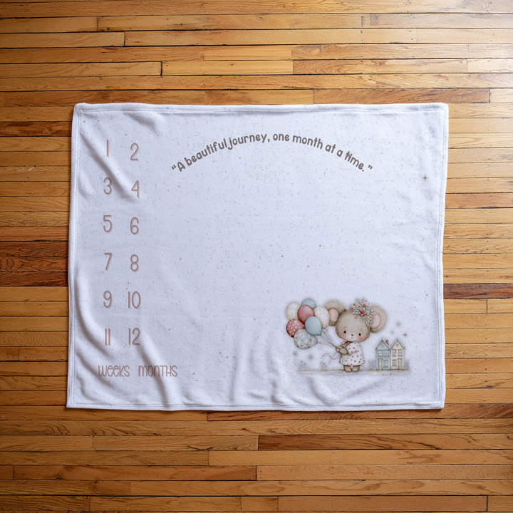 Mouse and Balloons Milestone Blanket