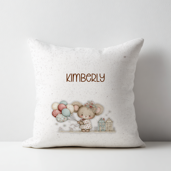 Mouse with Balloons Throw Pillow Covers