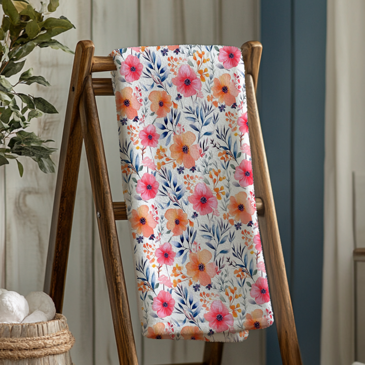 Orange and Pink Floral Minky Blanket