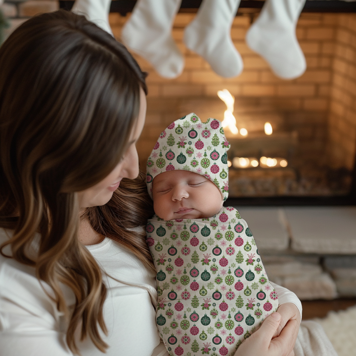 Christmas Ornament Cocoon Baby Swaddle Set
