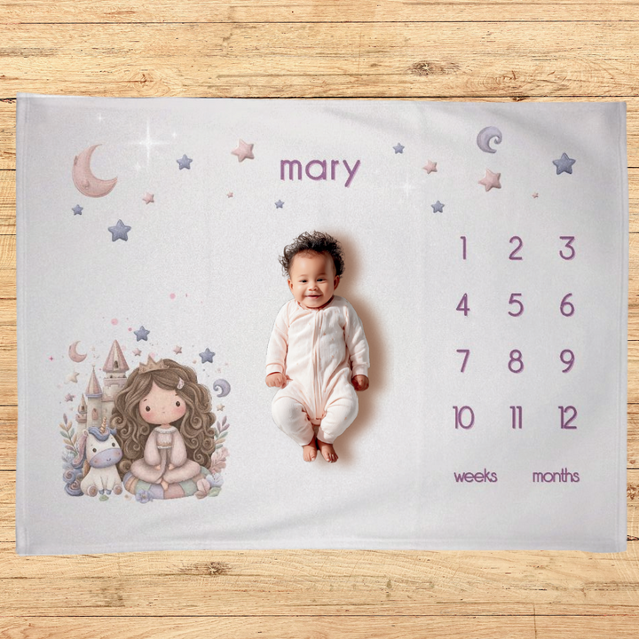 Princess and Unicorn Milestone Blanket
