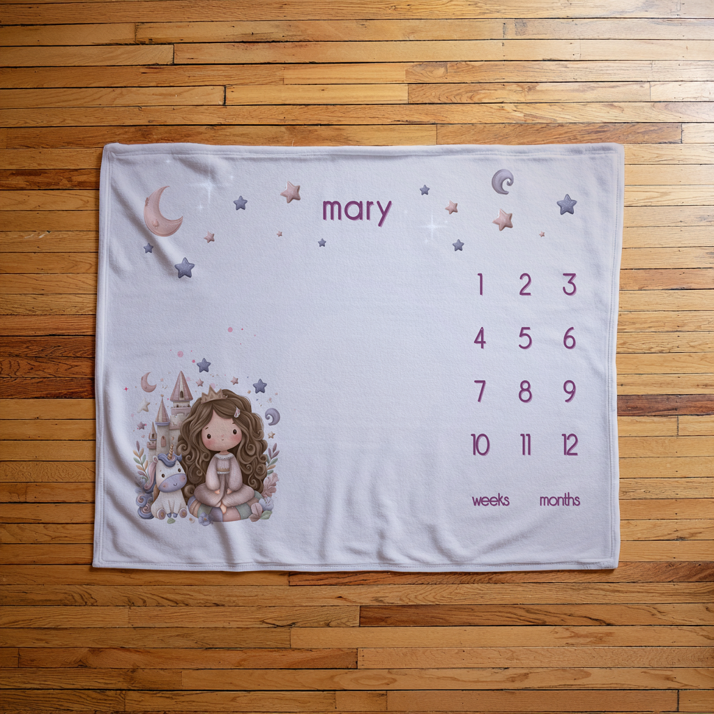 Princess and Unicorn Milestone Blanket