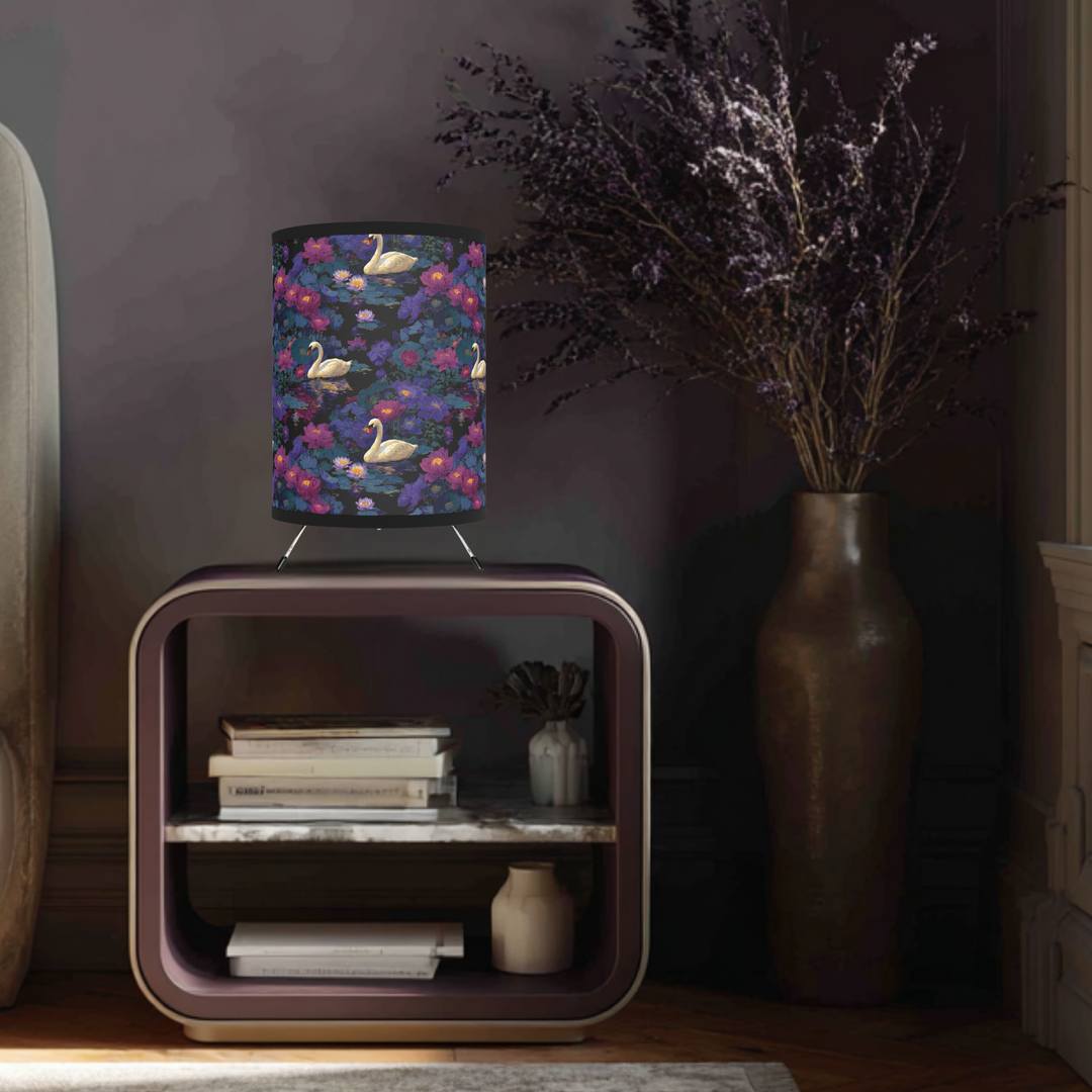 Swan Floral Pattern Tripod Lamp