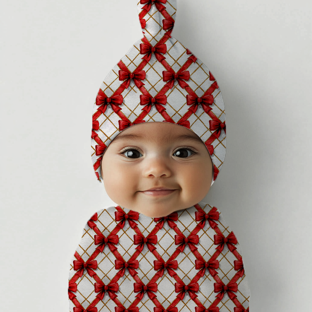 Red Bow Baby Cocoon Baby Swaddle Set