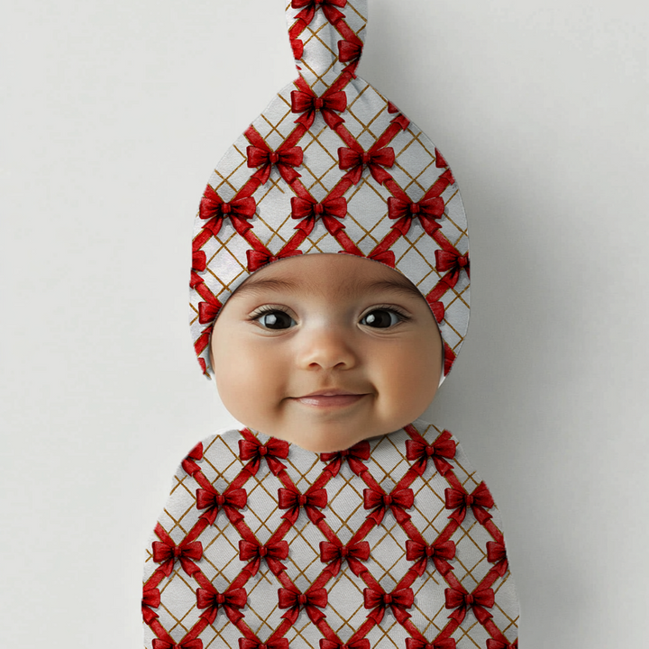 Red Bow Baby Cocoon Baby Swaddle Set