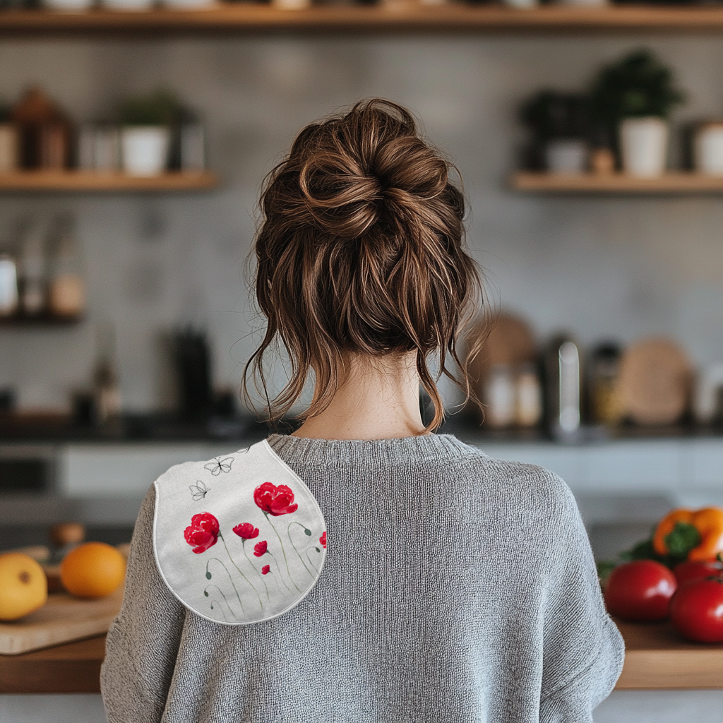 Red Floral Burp Cloth