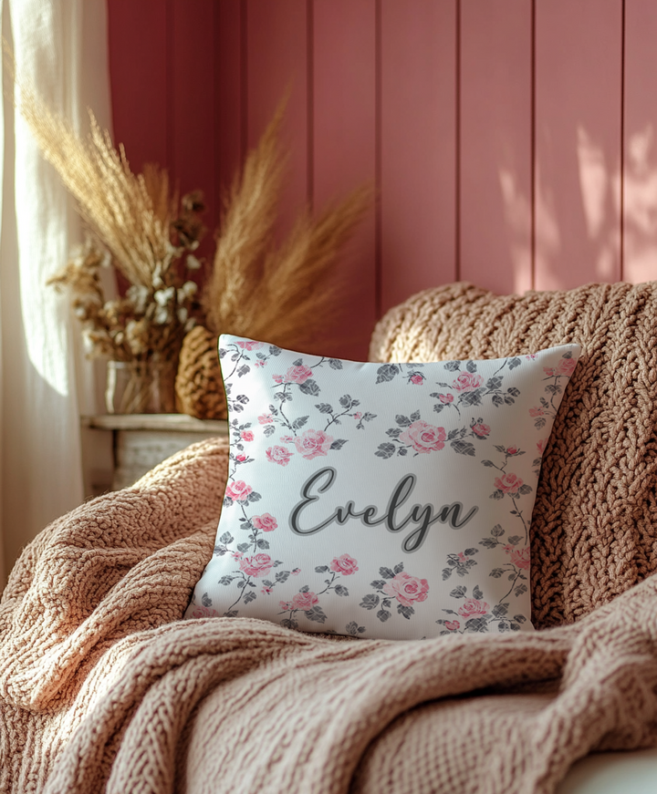 Rose and Lace Corduroy Throw Pillow Covers