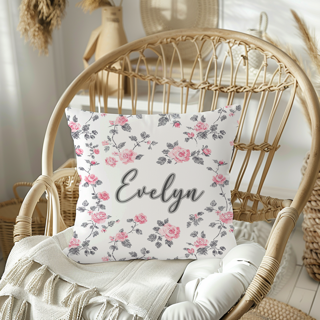 Rose and Lace Corduroy Throw Pillow Covers