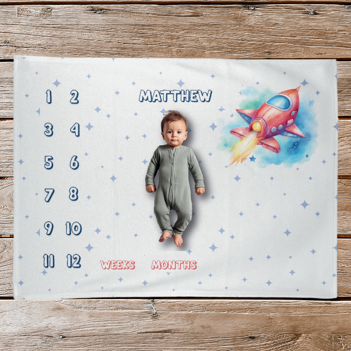 Spaceship Milestone Blanket