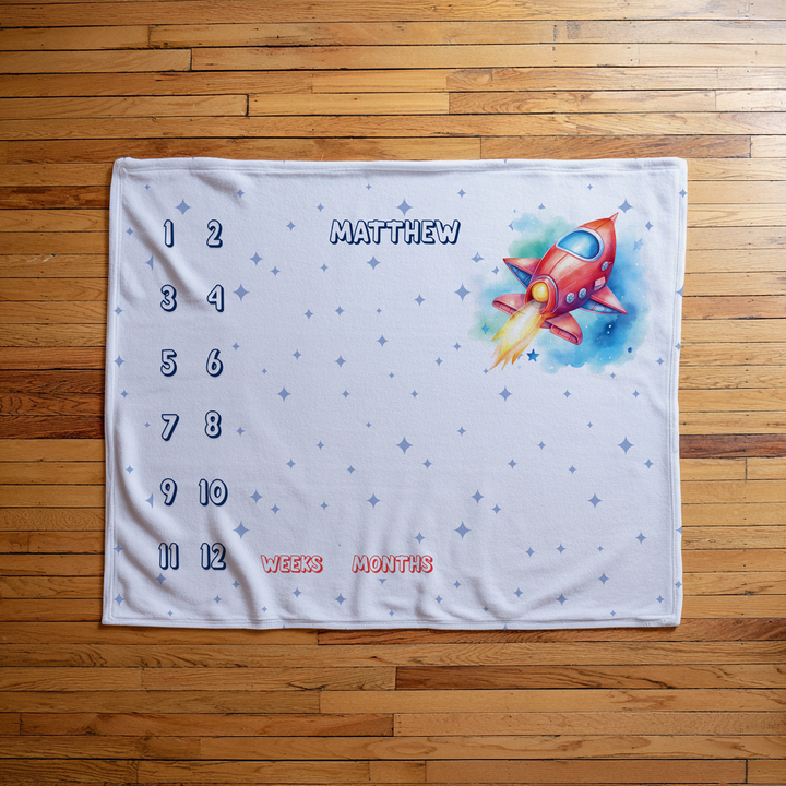 Spaceship Milestone Blanket