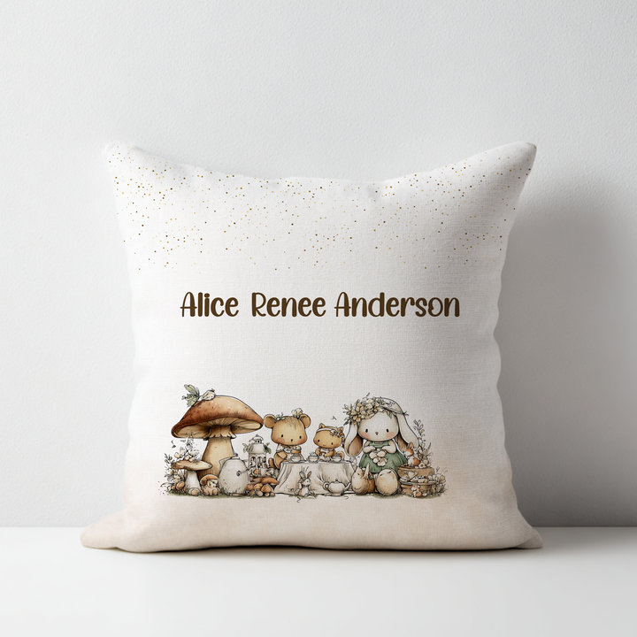 Woodland Tea Party Throw Pillow Covers