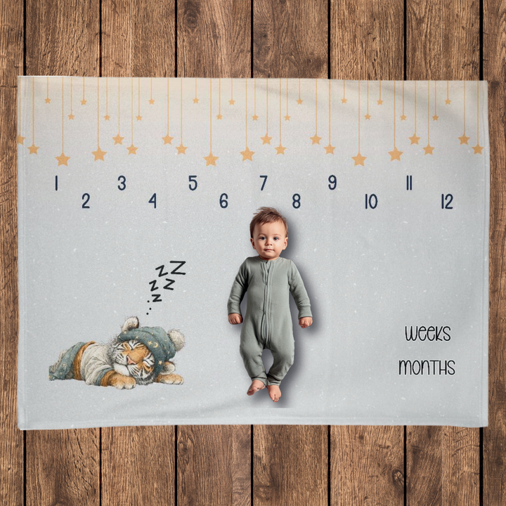 Sleeping Tiger Milestone Blanket